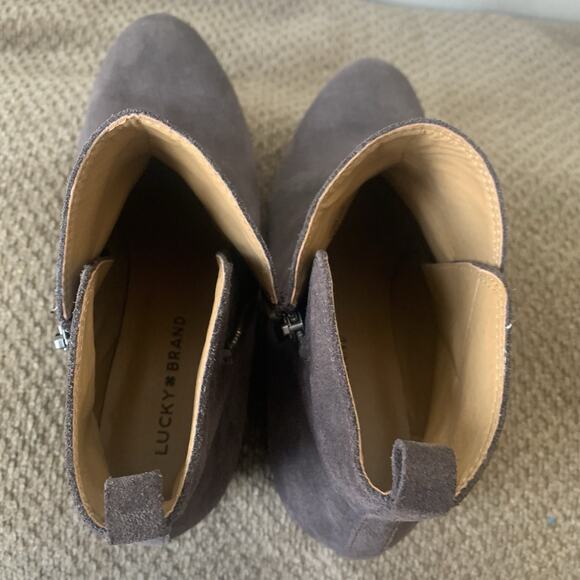 Lucky Brand Women’s 10 M 40 Brown Zipper Leather Ankle Boots Bartilino Booties - Picture 6 of 14